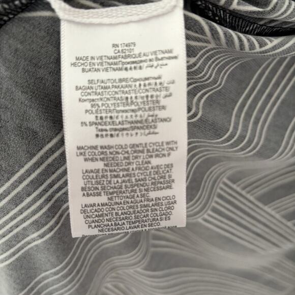 BCBG Max Azria Wrap Dress Black White Geometric Striped XXS Handkerchief Hem - Picture 4 of 9